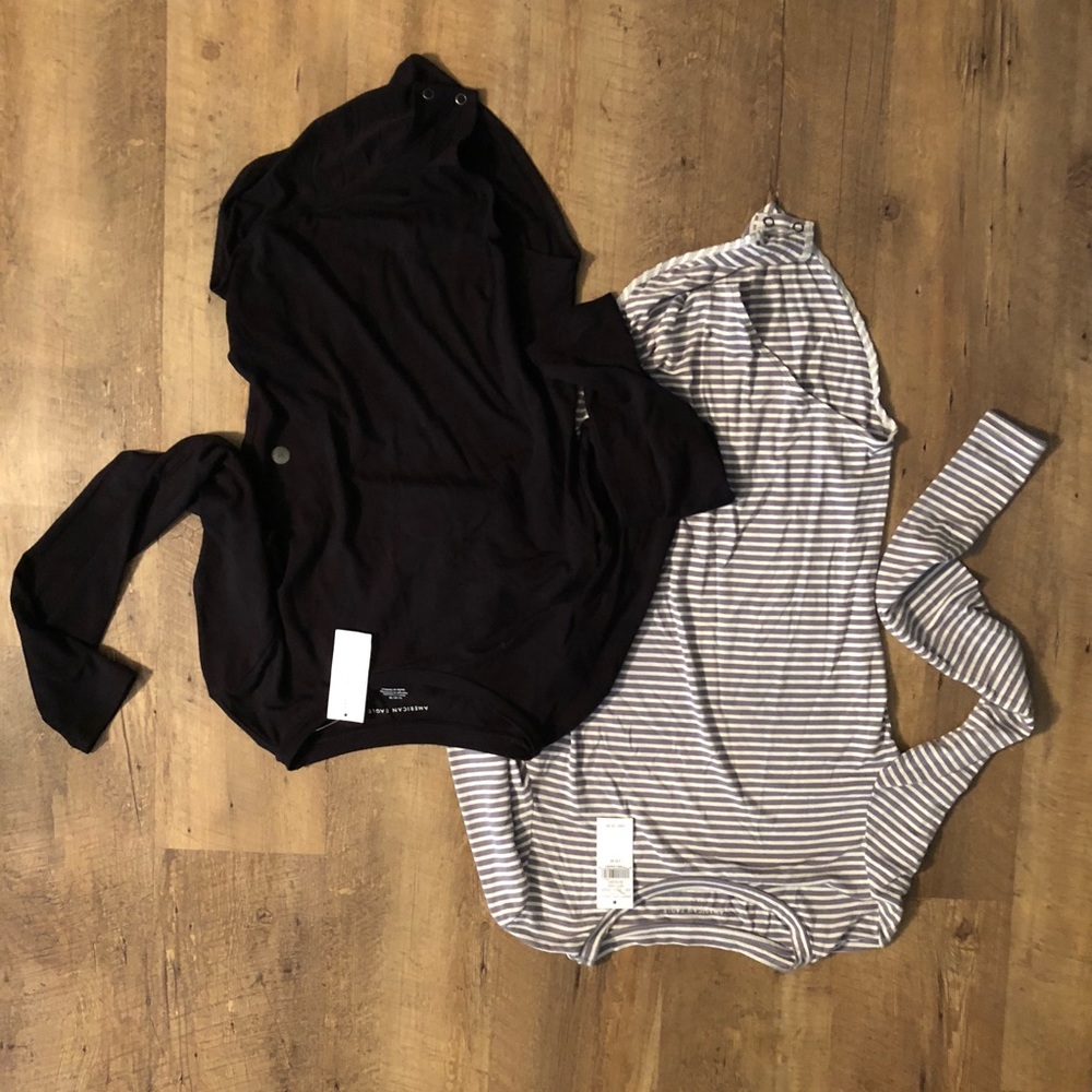 American Eagle Long Sleeve Bodysuits Med striped